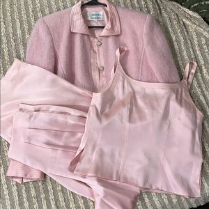 Constance Saunders 80s 3 Piece  Mohair, Silk Jacket top & pants Suit Size 6